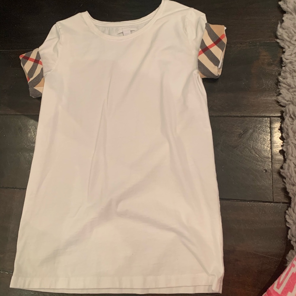 AUTHENTIC BURBERRY PLAID SLEEVE T-SHIRT